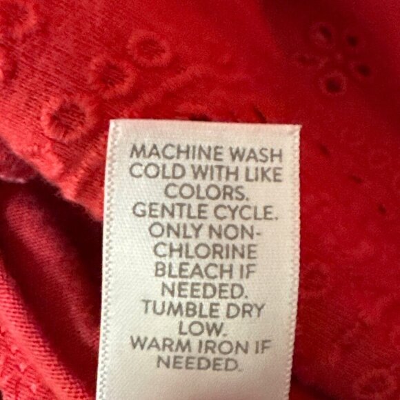 J. Jill Swing Top Red Laser Cut Lace 3/4 Sleeve 100% Cotton Knit Blouse Sz XL - Picture 6 of 13